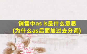 销售中as is是什么意思(为什么as后面加过去分词)